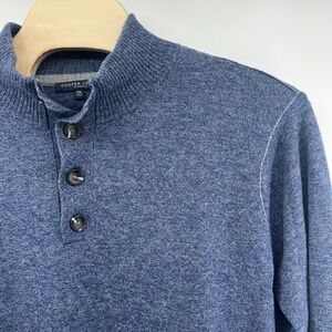Cooper Jones Supply Henley Sweater Mens XXL 100% Wool Heather Blue